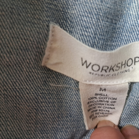 WORKSHOP REPUBLIC CLOTHING denim jean jacket butterfly embroidery western BOHO M - Picture 14 of 14